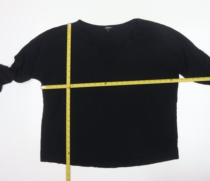 Simply Be Women’s Black Size 22 V-Neck Strap Detail 3/4 Sleeve Blouse