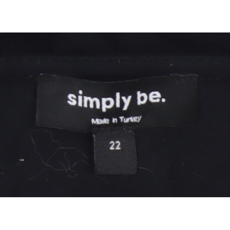 Simply Be Women’s Black Size 22 V-Neck Strap Detail 3/4 Sleeve Blouse