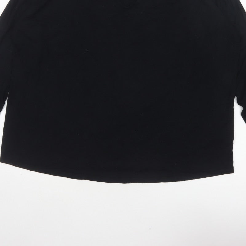 Simply Be Women’s Black Size 22 V-Neck Strap Detail 3/4 Sleeve Blouse
