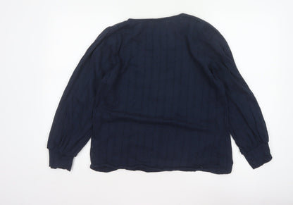 Gallery Women’s Navy Blue UK 16 Cotton Puff Sleeve Broderie Blouse