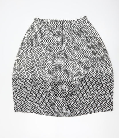 Topshop Women Black White Geometric Pencil Skirt UK 12 Knee Length
