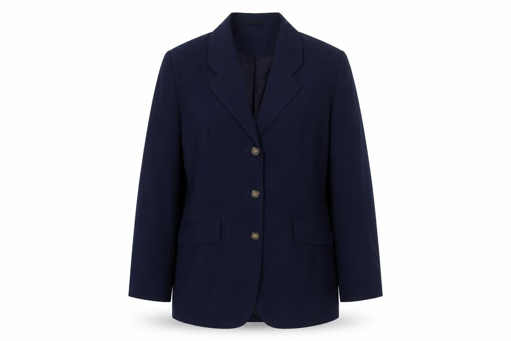 I. Magnin Women’s Navy Blue UK 14 Vintage 3 Button Long Blazer