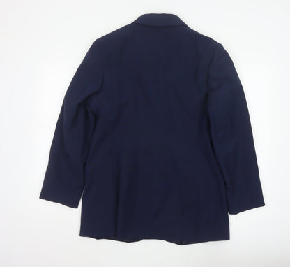 I. Magnin Women’s Navy Blue UK 14 Vintage 3 Button Long Blazer