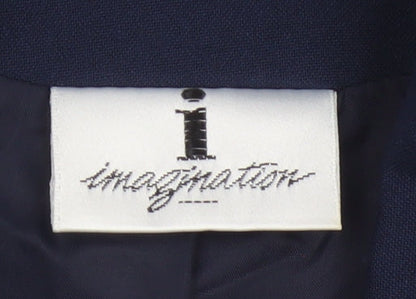 I. Magnin Women’s Navy Blue UK 14 Vintage 3 Button Long Blazer