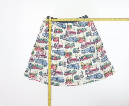 Cath Kidston Women Multicoloured XS Train Print Flare Skirt