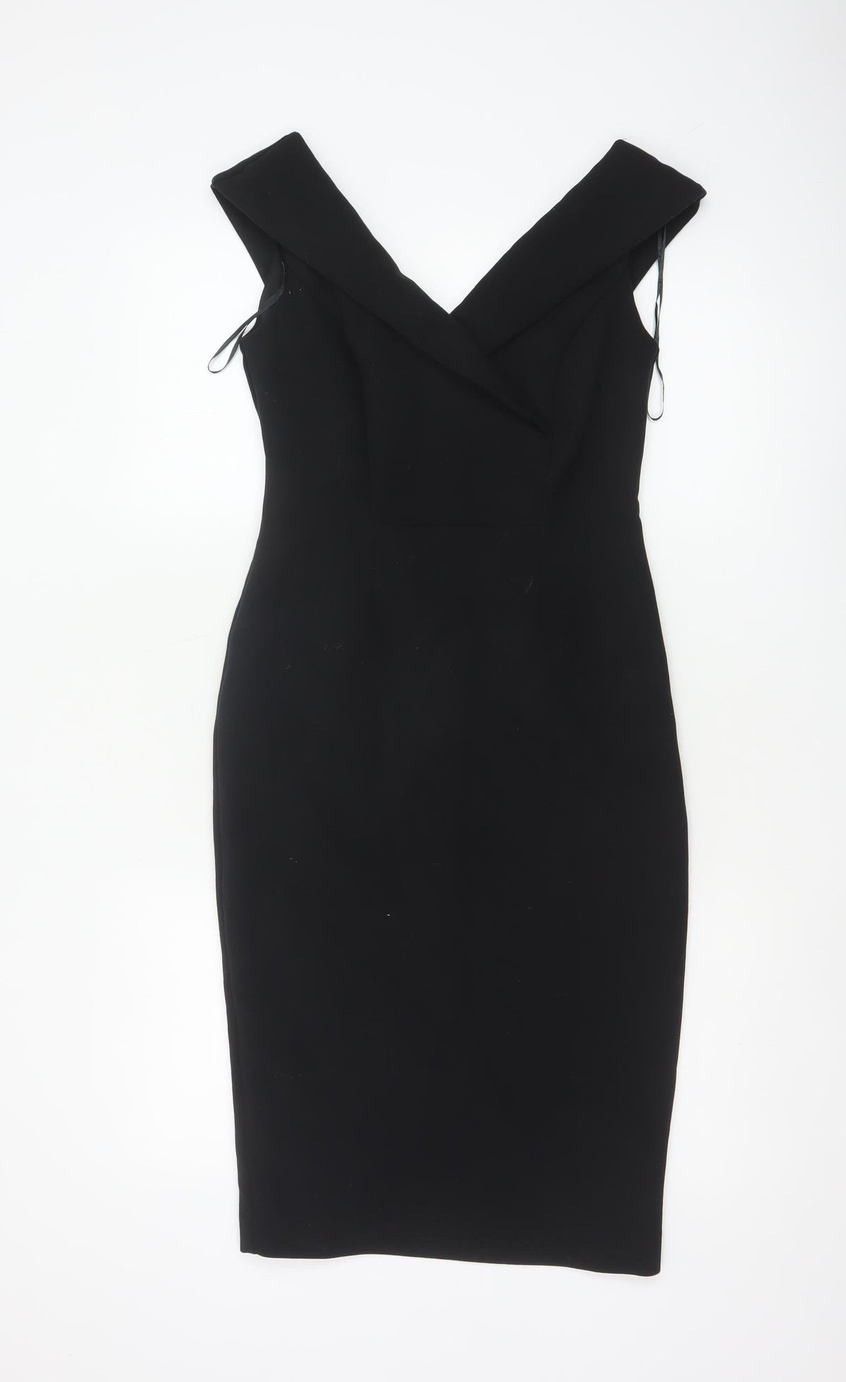 Marks and Spencer Women Black UK 8 Petite Pencil Dress V-Neck Lined