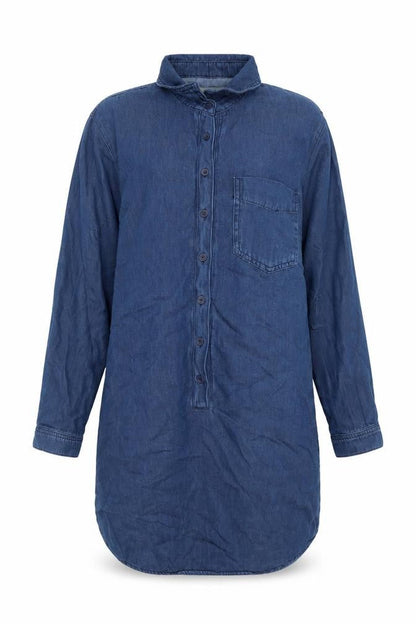 Topshop Moto Women Blue UK 10 Denim Shirt Dress Long Sleeve Collared