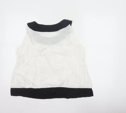Roman Originals Women White Black UK 16 Sleeveless Beaded Tank Top