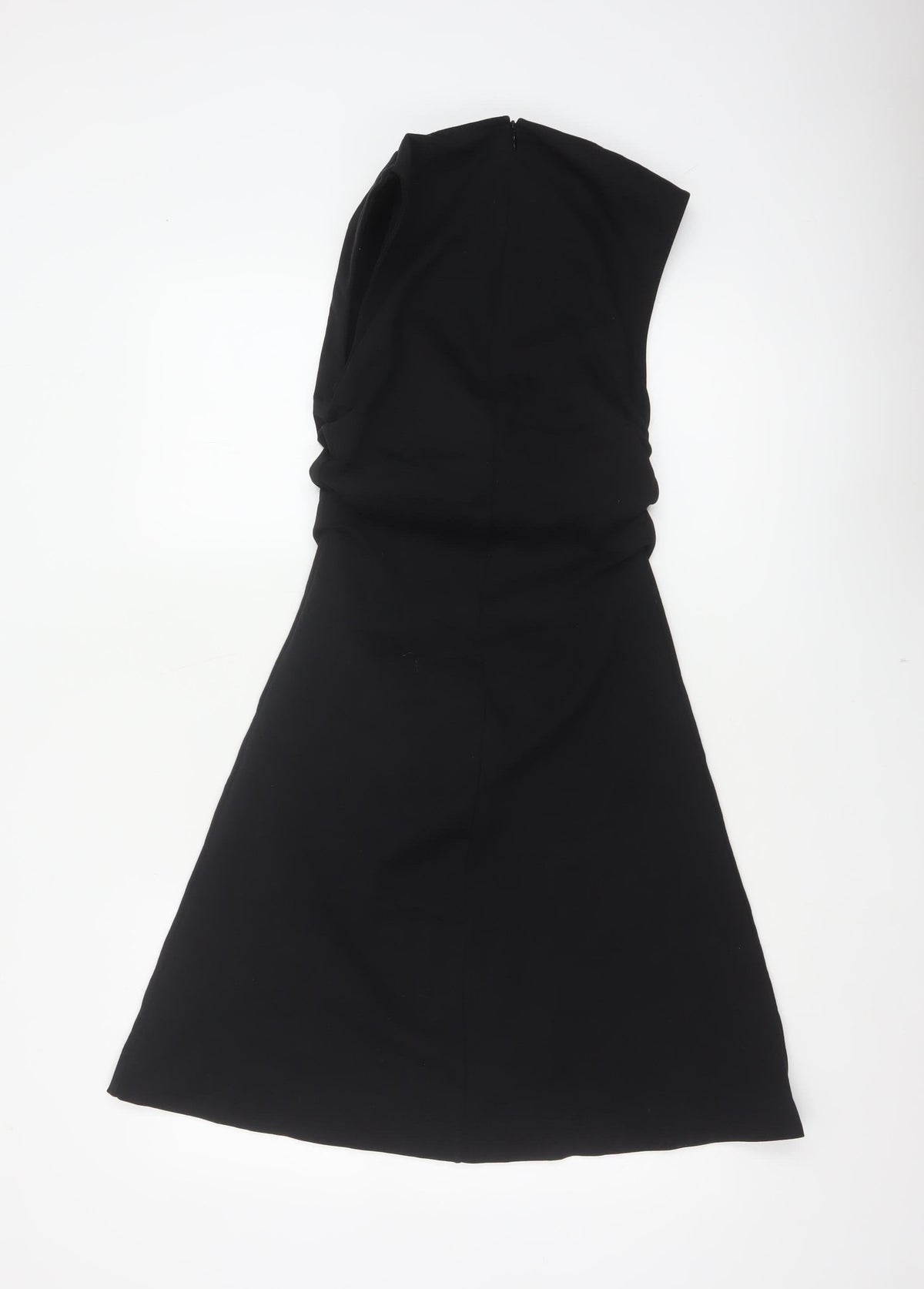 COS Women Black XS Fit & Flare Ruched Long Cap Sleeve Dress