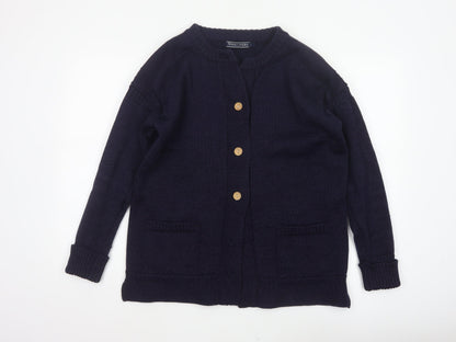 WoolOvers Women’s Blue L 100% Wool Button Pocket Cardigan