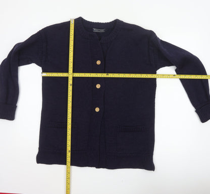 WoolOvers Women’s Blue L 100% Wool Button Pocket Cardigan