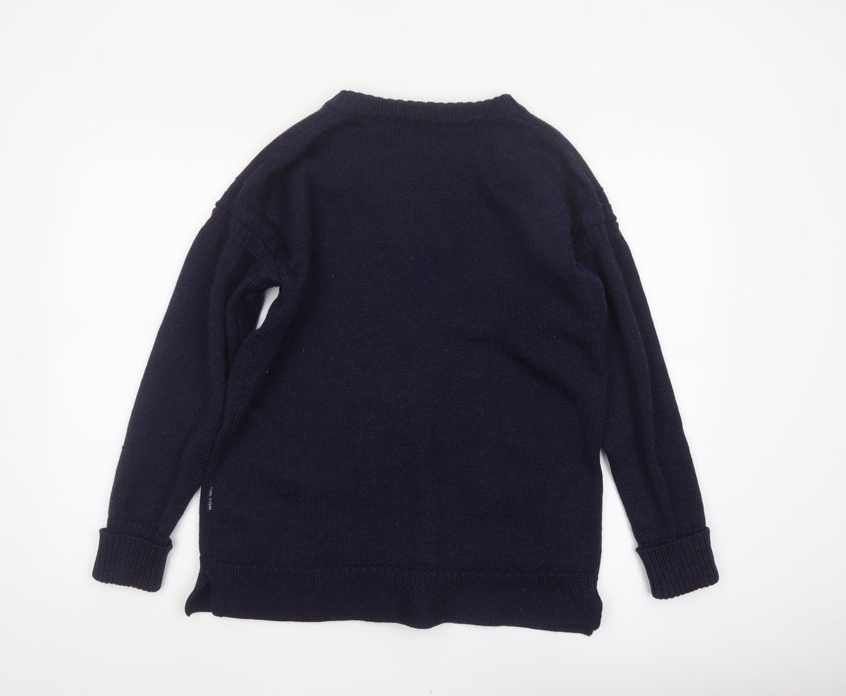 WoolOvers Women’s Blue L 100% Wool Button Pocket Cardigan