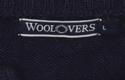 WoolOvers Women’s Blue L 100% Wool Button Pocket Cardigan