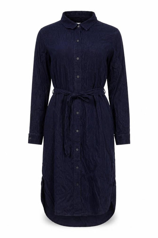 Gap Women’s Blue Corduroy Belted Shirt Dress L Long Sleeve