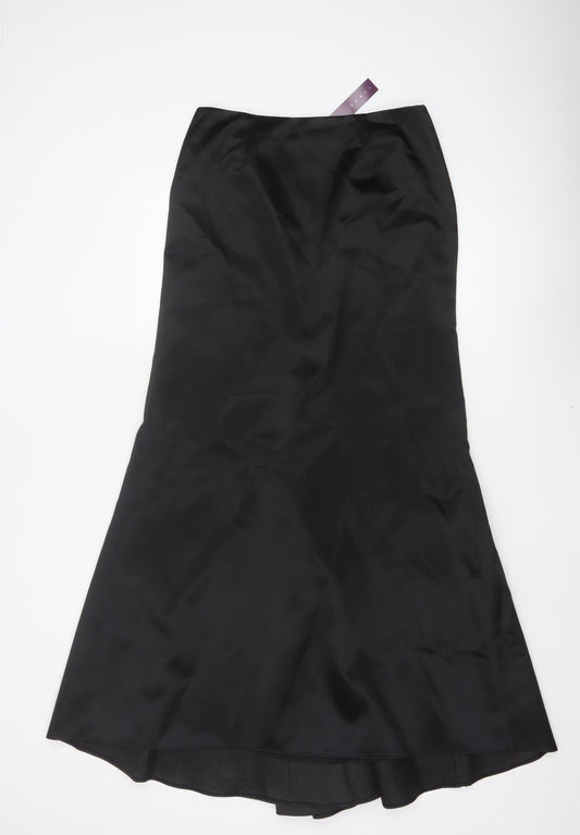 Debenhams Debut Women Black UK 12 Long Flare Satin Formal Skirt