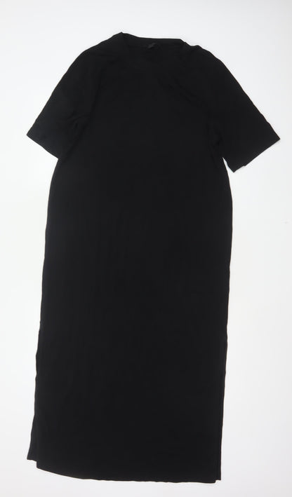 CCS Women Black Size S Long Shift Dress Half Sleeve