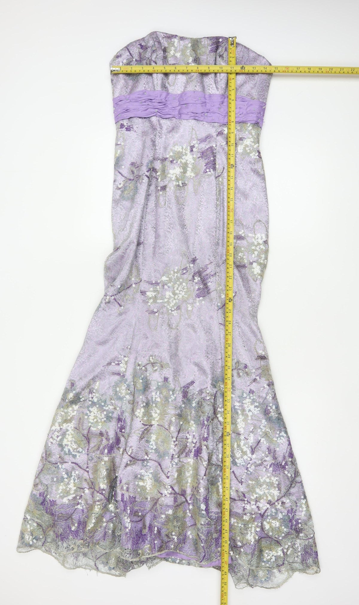 Dewi Gordon Women Purple UK 8 Silk Floral Sequin Mermaid Maxi Dress