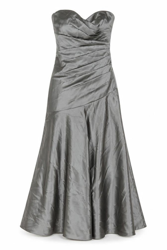 Dessy Collection Women Grey Size 6 Strapless Satin A-Line Evening Dress