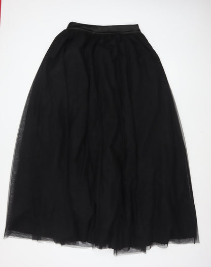 Inayah Women Black S Maxi Chiffon Layered Lined Skirt