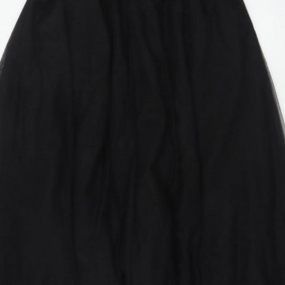Inayah Women Black S Maxi Chiffon Layered Lined Skirt