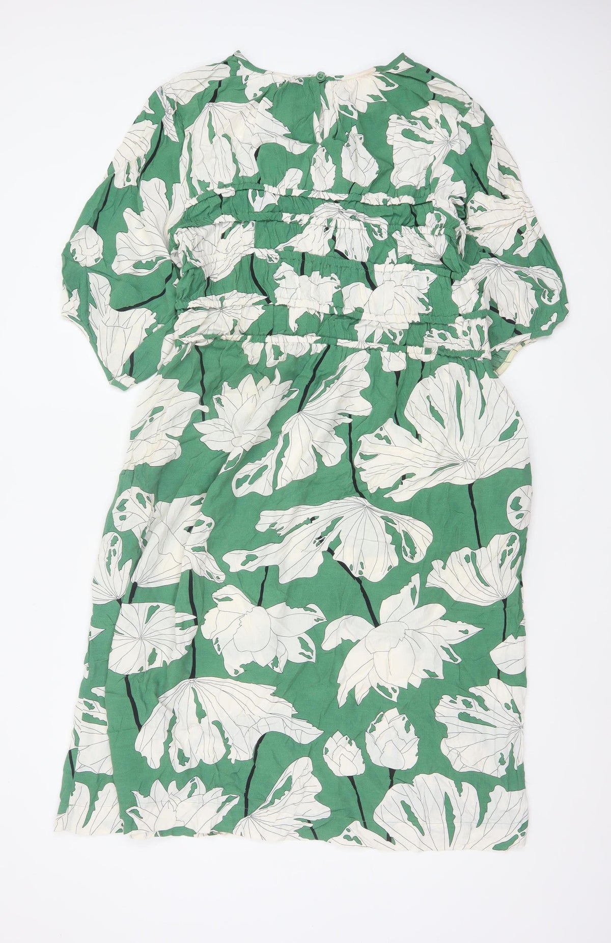 Carolyn Donnelly The Edit Women Green Floral Ruffle Shift Dress UK 12