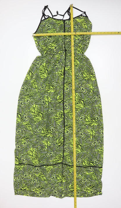 River Island Women Green Geometric Maxi Dress UK 18 Strappy