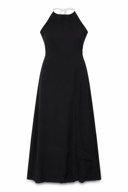 ASOS Women Black UK 12 Maxi Halterneck Sleeveless Drawstring Dress