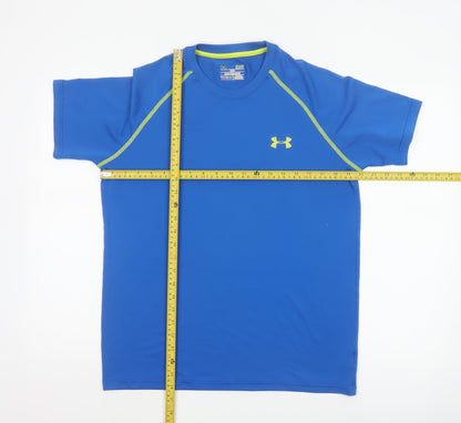 Back view of Under Armour Teens Blue S HeatGear Loose Raglan Training T-Shirt