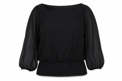 Coast Women’s Black Size 14 Sheer Balloon Sleeve Chiffon Blouse