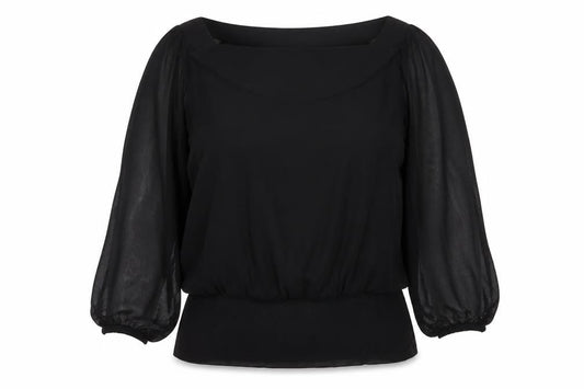 Coast Women’s Black Size 14 Sheer Balloon Sleeve Chiffon Blouse