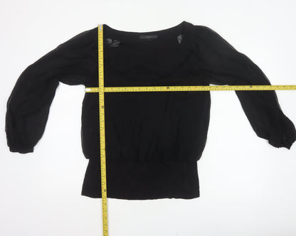 Coast Women’s Black Size 14 Sheer Balloon Sleeve Chiffon Blouse