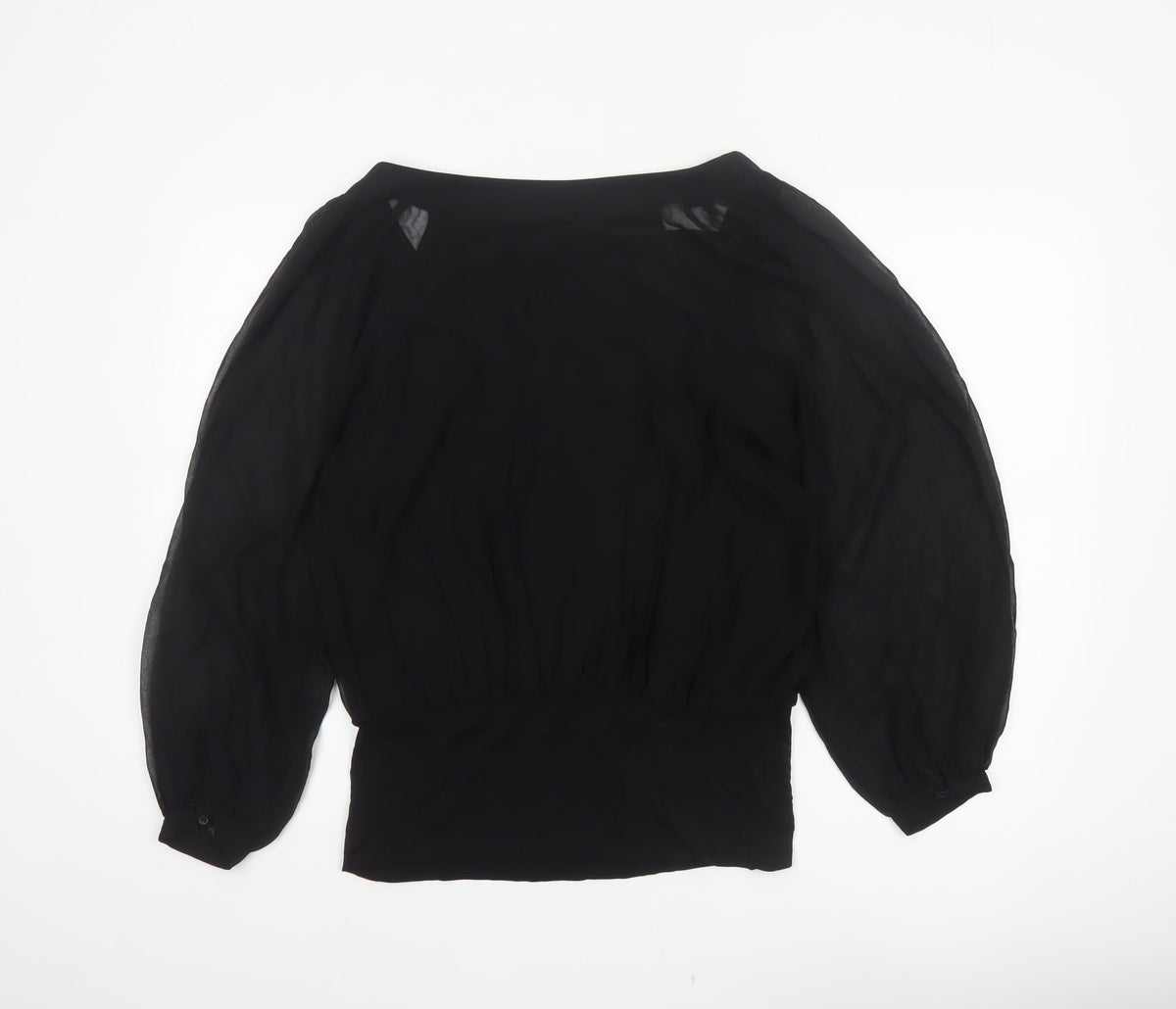 Coast Women’s Black Size 14 Sheer Balloon Sleeve Chiffon Blouse