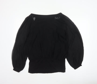 Coast Women’s Black Size 14 Sheer Balloon Sleeve Chiffon Blouse