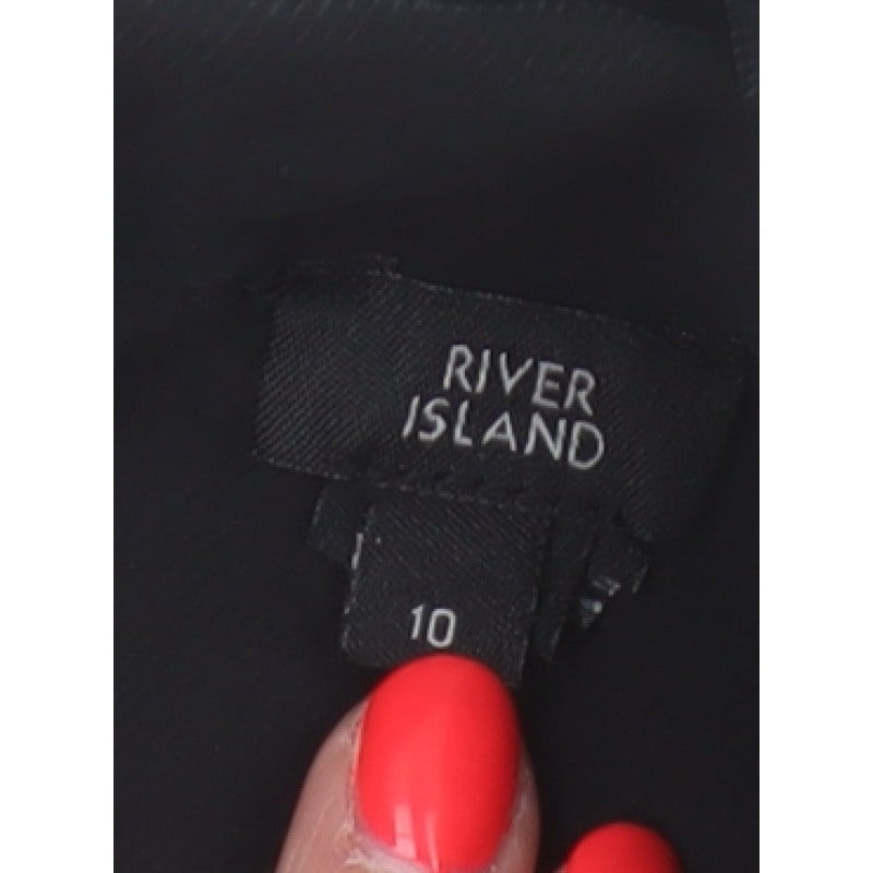 River Island Women Black Size 10 Utility Button Belted Long Sleeve Playsuit