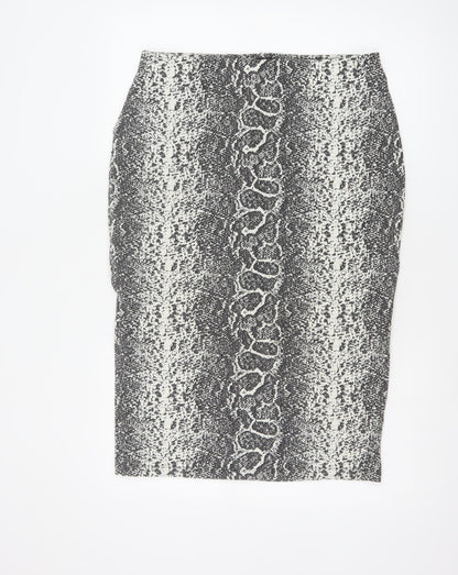 Marks & Spencer Women Black Mix UK 14 Geometric Stretch Pencil Skirt