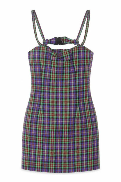 The Ragged Priest Women Multicoloured S Plaid Halter Bodycon Mini Dress