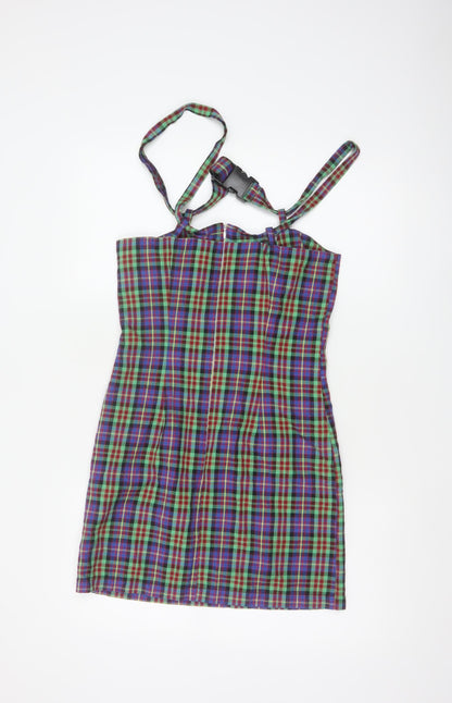 The Ragged Priest Women Multicoloured S Plaid Halter Bodycon Mini Dress