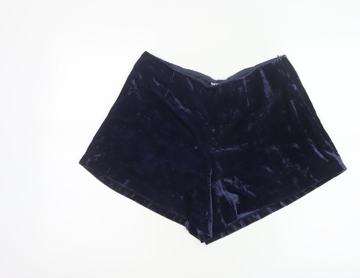 Johnnie b Women’s Blue Velvet Shorts UK 30 Party High Rise