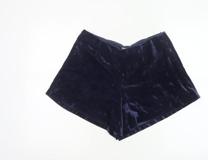 Johnnie b Women’s Blue Velvet Shorts UK 30 Party High Rise
