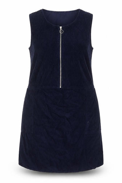 Nobody's Child Women’s Navy Blue UK 18 Corduroy Pinafore Zip Dress