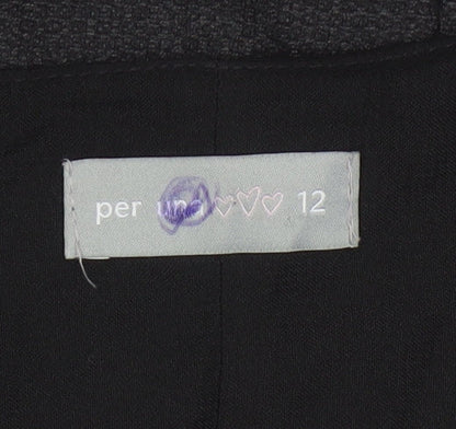 Per Una Women Black & Grey UK 12 Pencil Dress Puff Sleeve Workwear