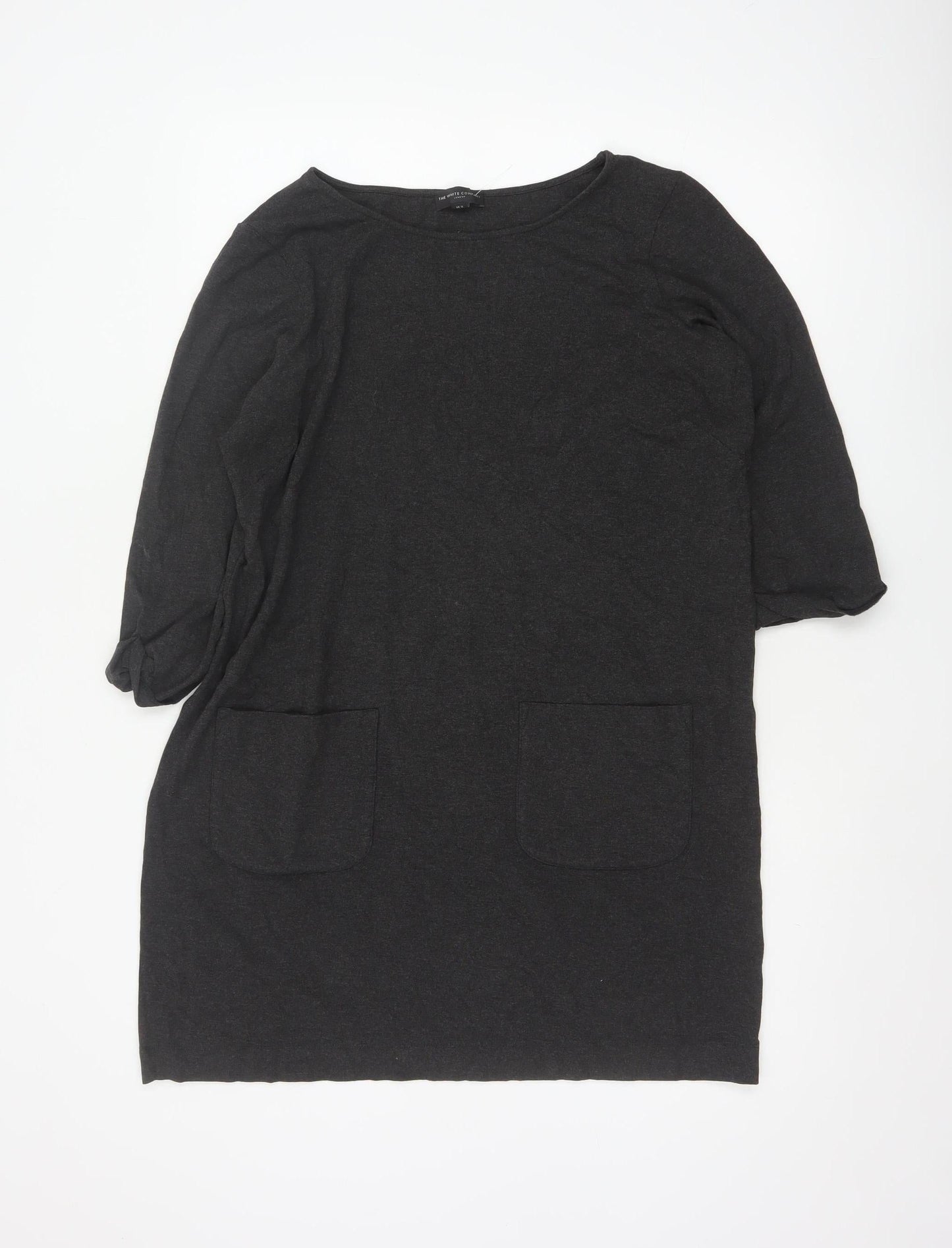 The White Company Women Black UK 14 Jersey Tunic Pocket Top