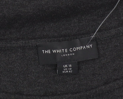 The White Company Women Black UK 14 Jersey Tunic Pocket Top
