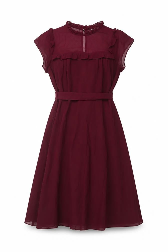 Billie & Blossom Women Red UK 14 Fit & Flare Ruffle Knee Dress