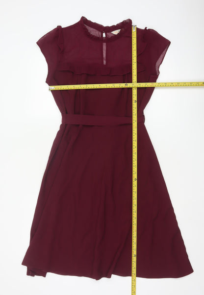 Billie & Blossom Women Red UK 14 Fit & Flare Ruffle Knee Dress