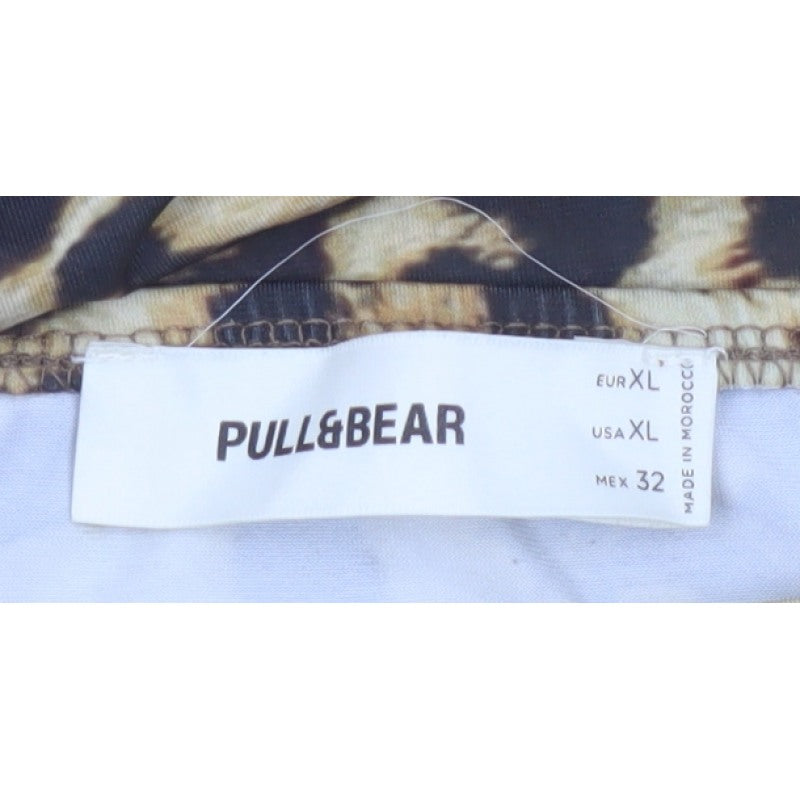Pull&Bear Women Brown Leopard Print XL Asymmetric Midi Pencil Skirt