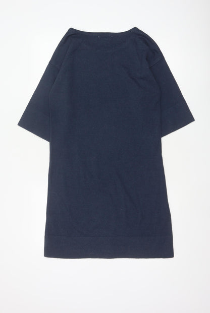 FatFace Women’s Blue L Knit Jumper Shift Dress 3/4 Sleeve