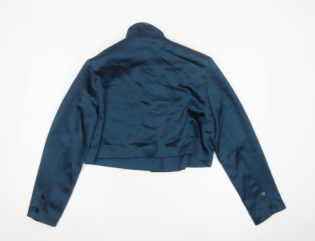 4th Reckless Women’s Blue UK 10 Cropped Satin Blazer One Button