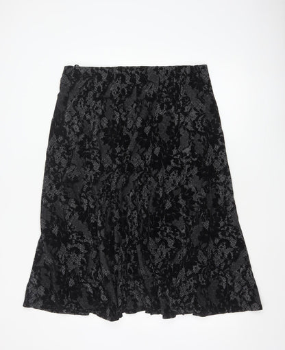 Per Una Women’s Black UK 18 Floral Lace Midi Flare Skirt