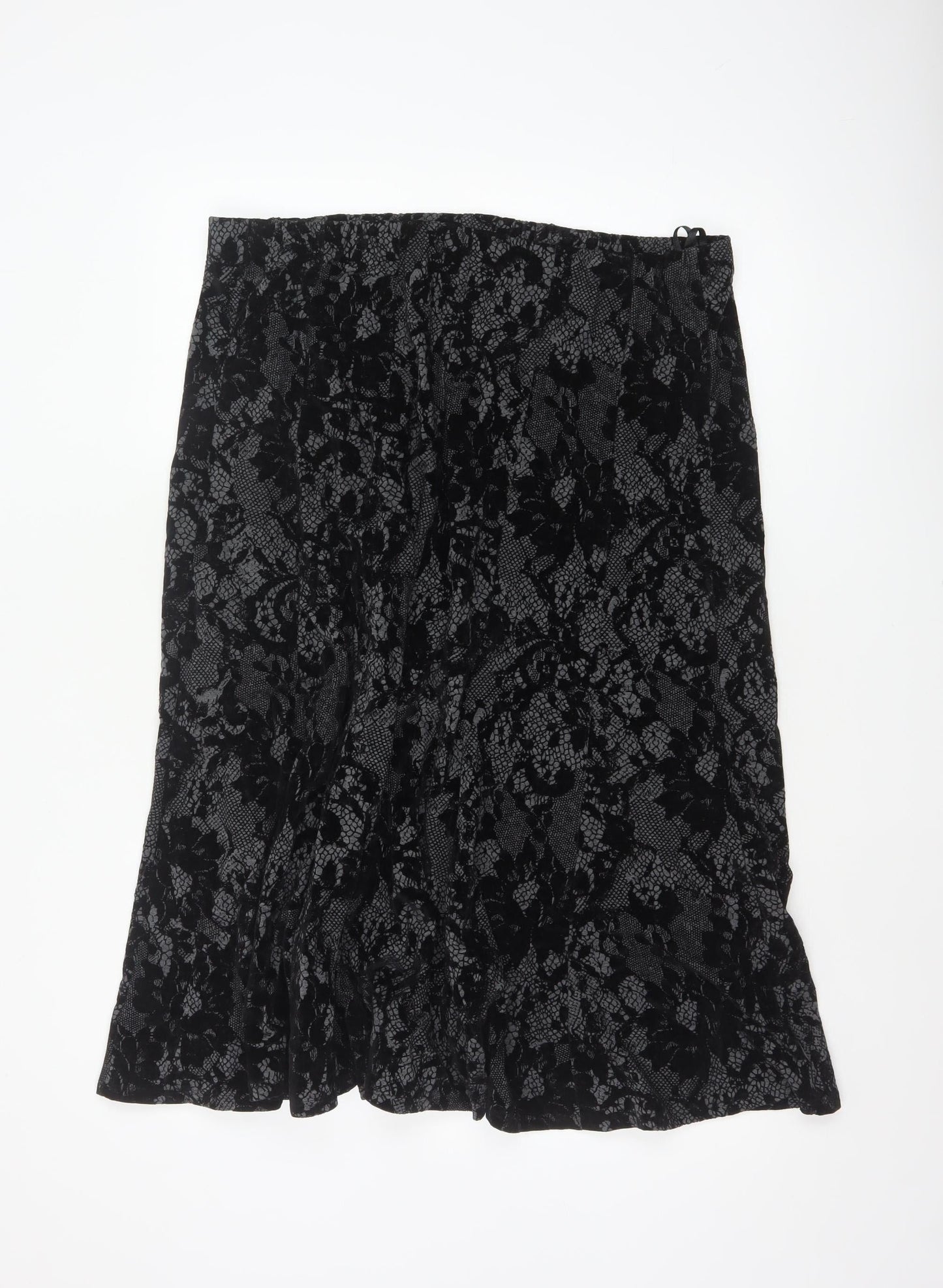 Per Una Women’s Black UK 18 Floral Lace Midi Flare Skirt